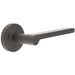 Sleek Dark Bronze Door Handle with Plain Rose Design Solid Brass Interior Handle
