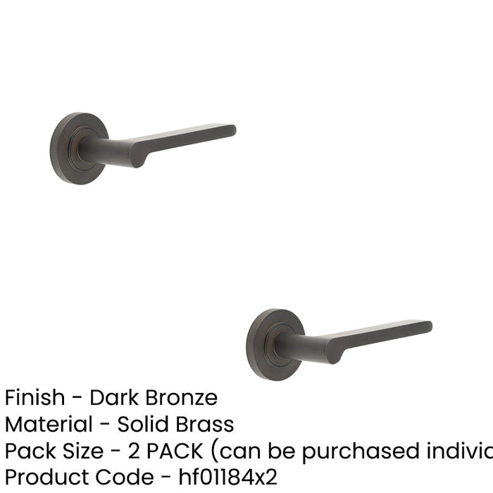 PACK Sleek Dark Bronze Door Handle with Plain Rose Design Solid Brass Interior Handle (1)-1