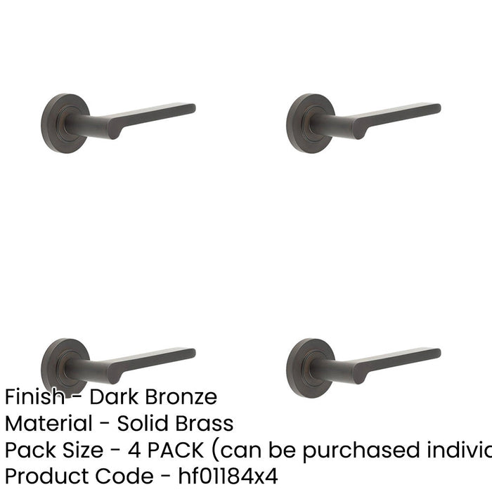 PACK Sleek Dark Bronze Door Handle with Plain Rose Design Solid Brass Interior Handle-1