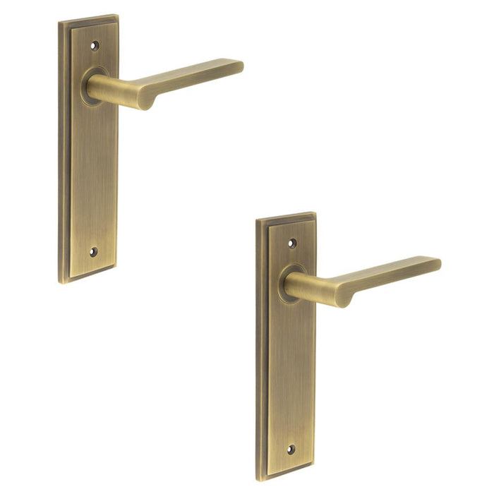 PACK Elegant Antique Brass Door Handle Latch Backplate Luxurious Interiors Solid Brass Interior Handle (1)