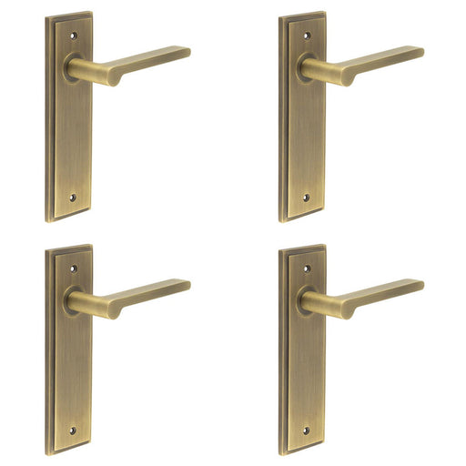 PACK Elegant Antique Brass Door Handle Latch Backplate Luxurious Interiors Solid Brass Interior Handle