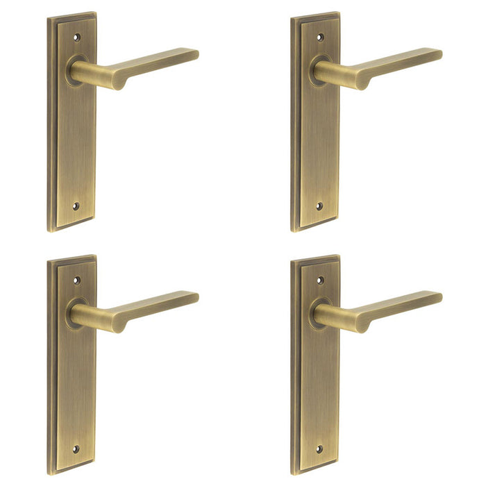 PACK Elegant Antique Brass Door Handle Latch Backplate Luxurious Interiors Solid Brass Interior Handle