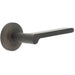 Elegant Chamfered Rose Door Handle Dark Bronze Finish Solid Brass Interior Handle