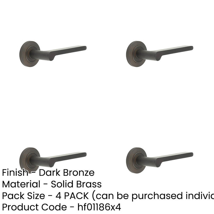 PACK Elegant Chamfered Rose Door Handle Dark Bronze Finish Solid Brass Interior Handle-1