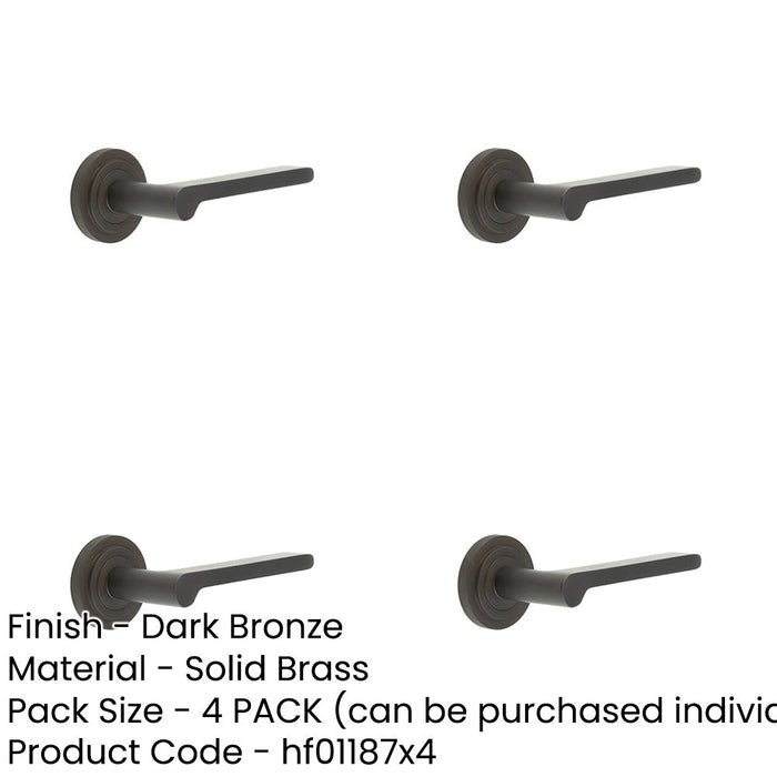 PACK Elegant Dark Bronze Door Handle with Stepped Rose Solid Brass Interior Handle-1