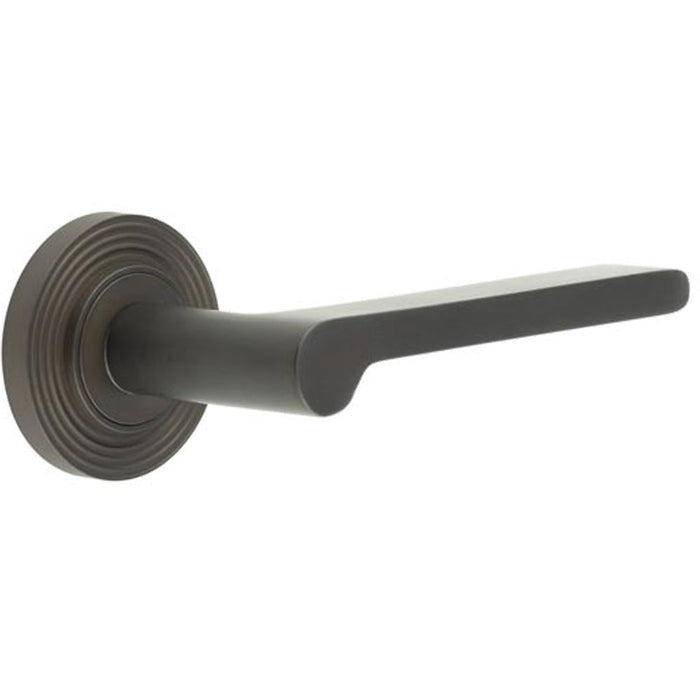 Reeded Rose Dark Bronze Door Handle Elegant Interiors Solid Brass Interior Handle