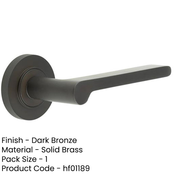Elegant Knurled Rose Door Handle Dark Bronze Finish Solid Brass Interior Handle-1