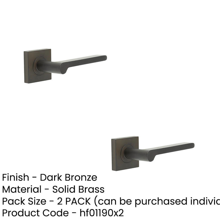 PACK Elegant Dark Bronze Square Door Handle with Plain Rose Solid Brass Interior Handle (1)-1