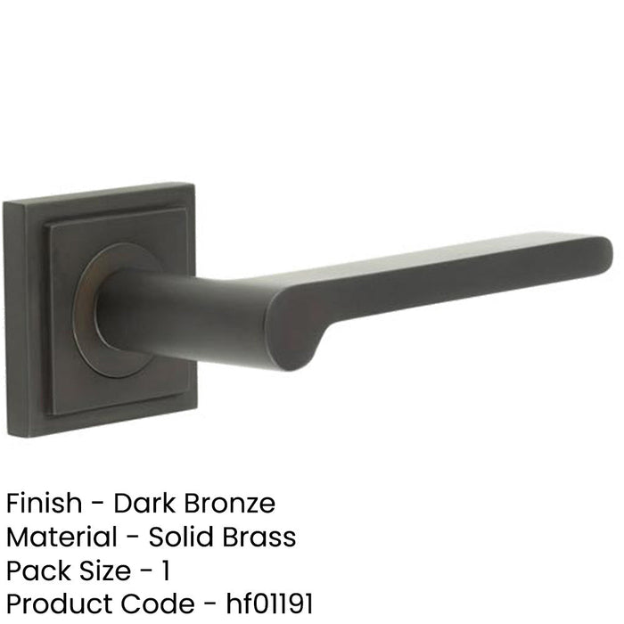 Stylish Dark Bronze Square Door Handle with Stepped Rose Design Solid Brass Interior Handle-1