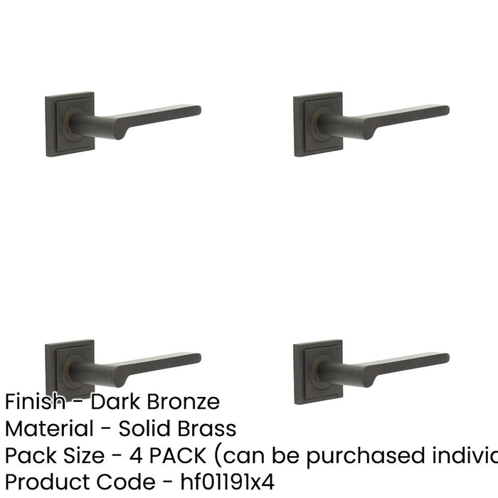 PACK Stylish Dark Bronze Square Door Handle with Stepped Rose Design Solid Brass Interior Handle-1