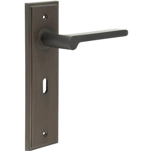 Elegant Dark Bronze Door Handle Lock Backplate Stylish Homes Solid Brass Interior Handle