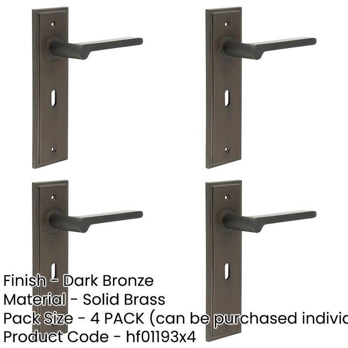 PACK Elegant Dark Bronze Door Handle Lock Backplate Stylish Homes Solid Brass Interior Handle-1