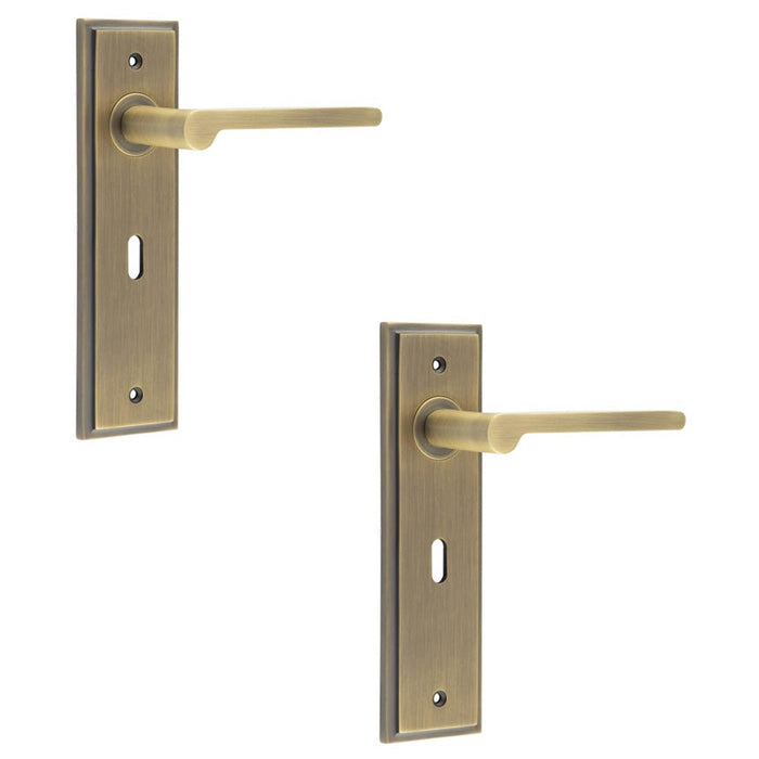 PACK Antique Brass Door Handle Lock Backplate Elegant Homes Solid Brass Interior Handle (1)