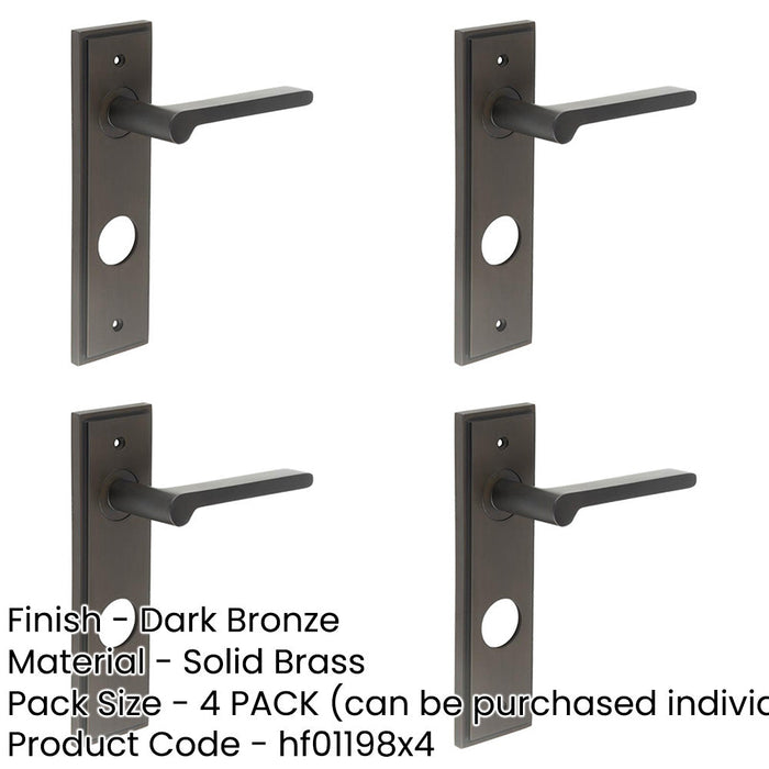 PACK Elegant Dark Bronze Door Handle with Backplate Bathrooms Solid Brass Interior Handle (2)-1