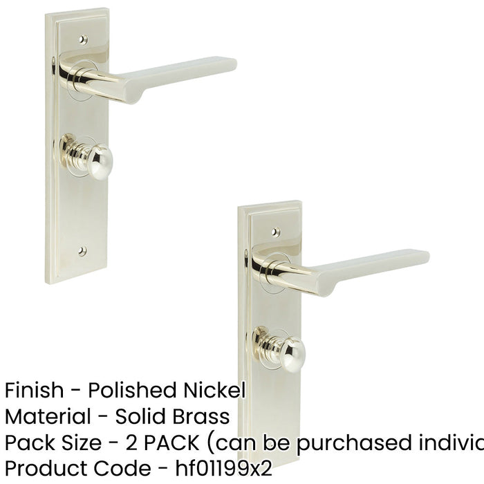 PACK Polished Nickel Bathroom Door Handle with Backplate Turn Release Solid Brass Interior Handle (19)-1