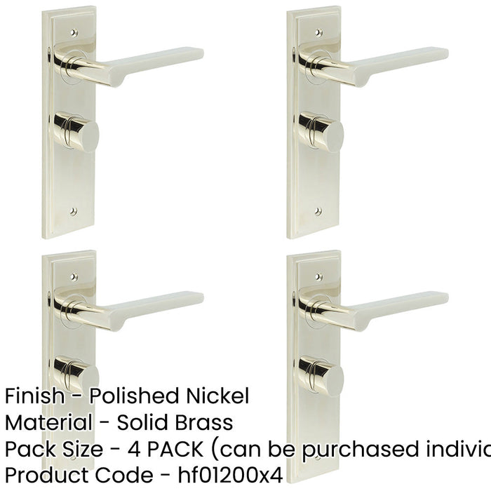 PACK Elegant Polished Nickel Bathroom Door Handle with Backplate Turn Release Solid Brass Interior Handle (1)-1