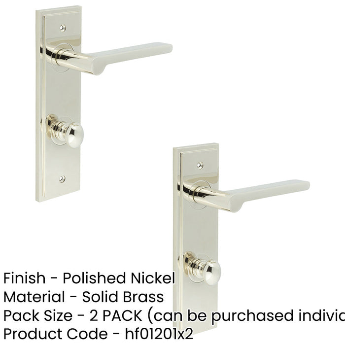 PACK Polished Nickel Bathroom Door Handle with Backplate Turn Release Solid Brass Interior Handle (20)-1