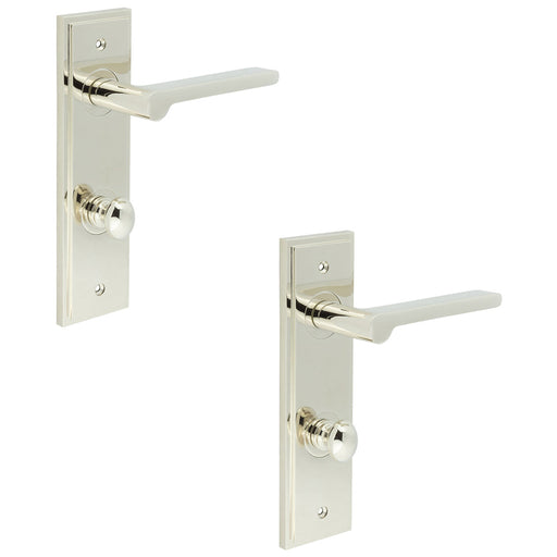 PACK Polished Nickel Bathroom Door Handle with Backplate Turn Release Solid Brass Interior Handle (20)