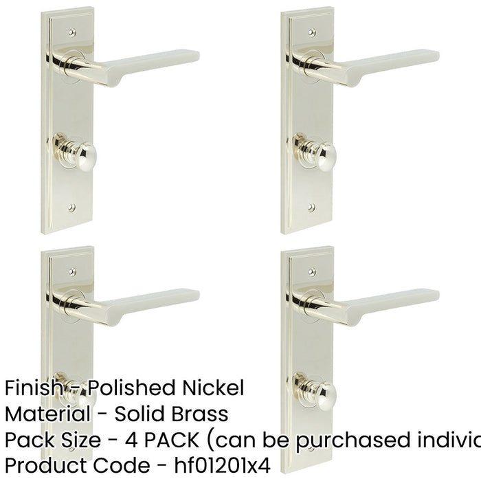 PACK Polished Nickel Bathroom Door Handle with Backplate Turn Release Solid Brass Interior Handle (2)-1