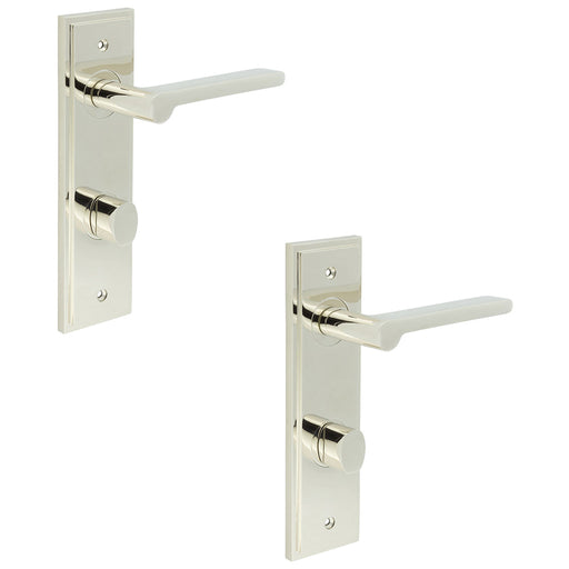 PACK Polished Nickel Bathroom Door Handle with Backplate Turn Release Solid Brass Interior Handle (21)