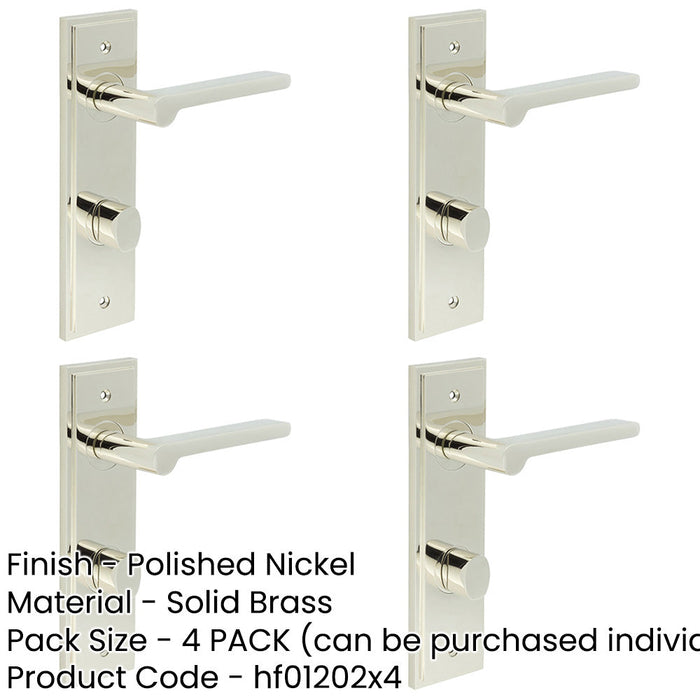 PACK Polished Nickel Bathroom Door Handle with Backplate Turn Release Solid Brass Interior Handle (3)-1