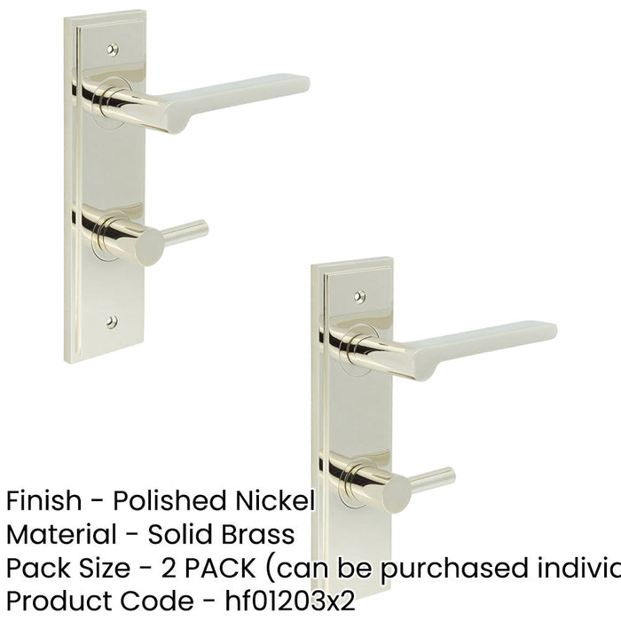 PACK Polished Nickel Bathroom Door Handle with Backplate Turn Release Solid Brass Interior Handle (22)-1
