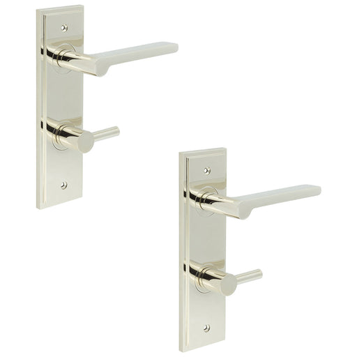 PACK Polished Nickel Bathroom Door Handle with Backplate Turn Release Solid Brass Interior Handle (22)