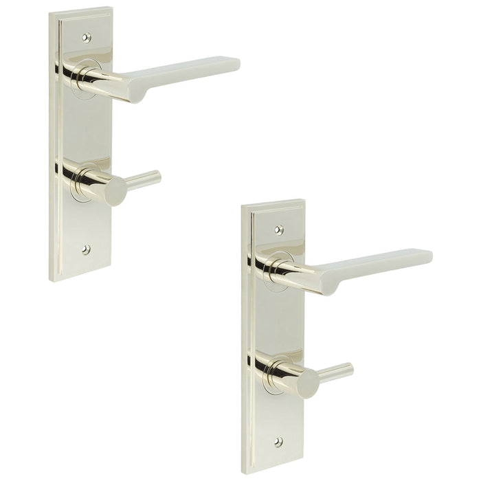 PACK Polished Nickel Bathroom Door Handle with Backplate Turn Release Solid Brass Interior Handle (22)