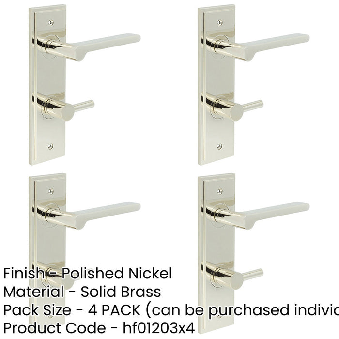 PACK Polished Nickel Bathroom Door Handle with Backplate Turn Release Solid Brass Interior Handle (4)-1