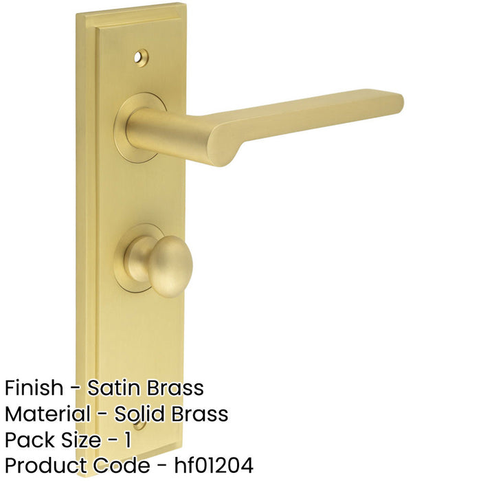 Satin Brass Bathroom Door Handle with Backplate Turn Release Solid Brass Interior Handle-1