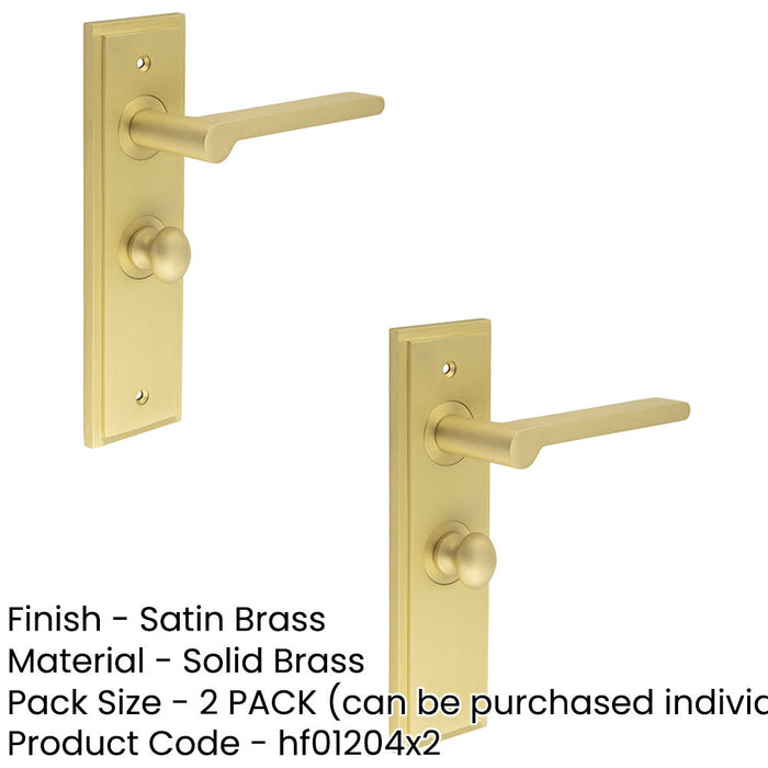 PACK Satin Brass Bathroom Door Handle with Backplate Turn Release Solid Brass Interior Handle (9)-1