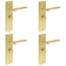 PACK Satin Brass Bathroom Door Handle Backplate with Turn Release Solid Brass Interior Handle