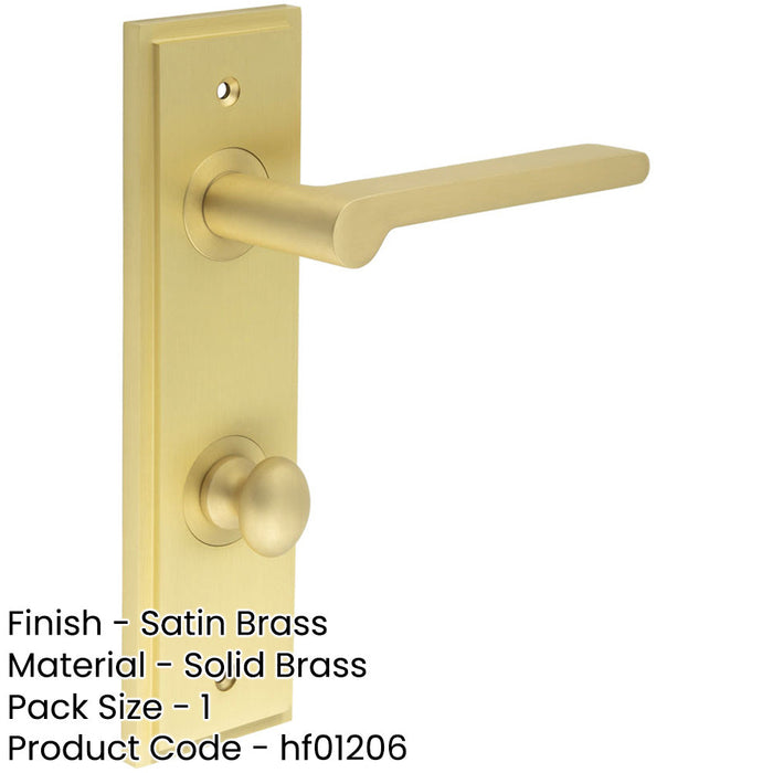 Satin Brass Bathroom Door Handle with Backplate Turn Release Solid Brass Interior Handle (1)-1