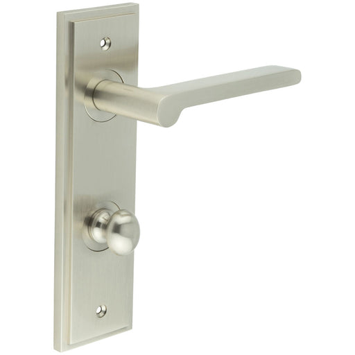 Satin Nickel Bathroom Door Handle with Backplate Turn Release Solid Brass Interior Handle (4)