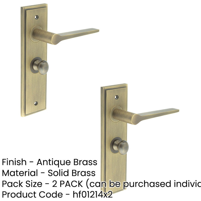 PACK Antique Brass Door Handle with Backplate Bathroom Turn Release Mechanism Solid Brass Interior Handle (1)-1