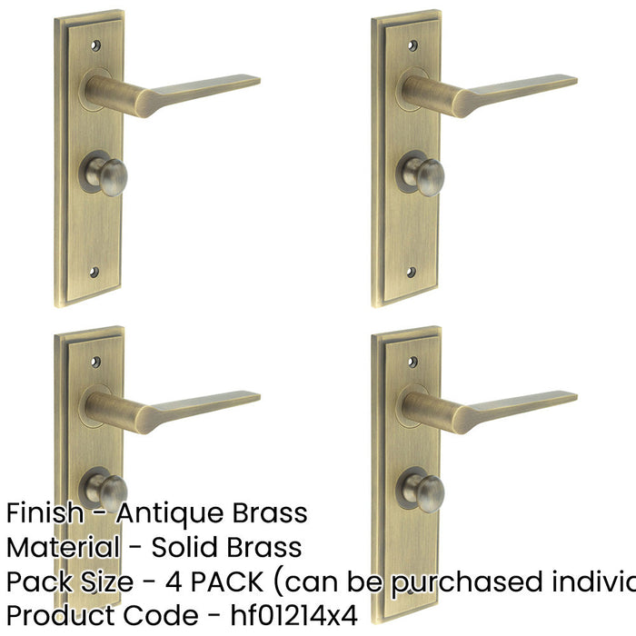 PACK Antique Brass Door Handle with Backplate Bathroom Turn Release Mechanism Solid Brass Interior Handle-1