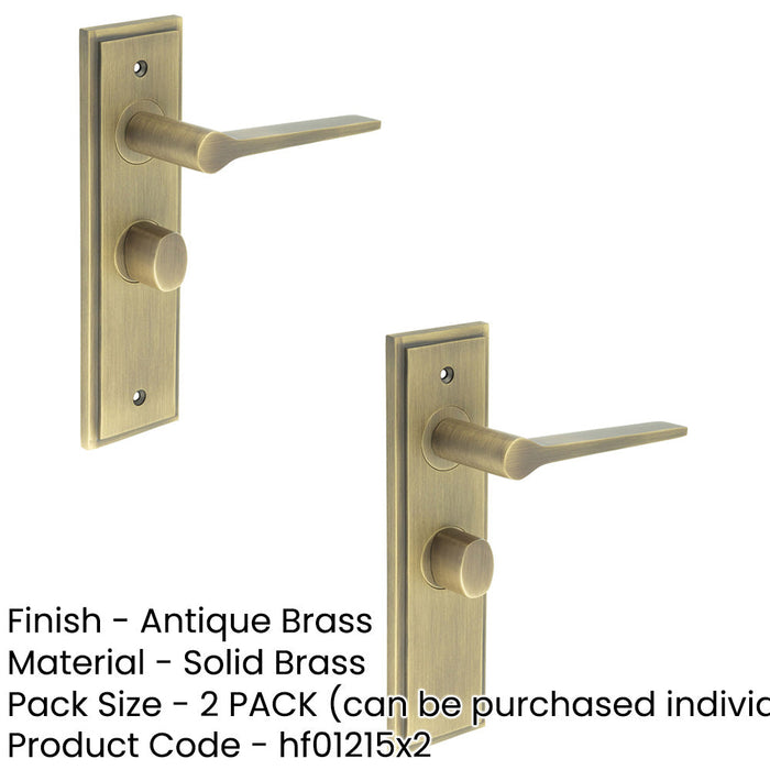 PACK Antique Brass Bathroom Door Handle with Backplate Turn Release Mechanism Solid Brass Interior Handle (2)-1