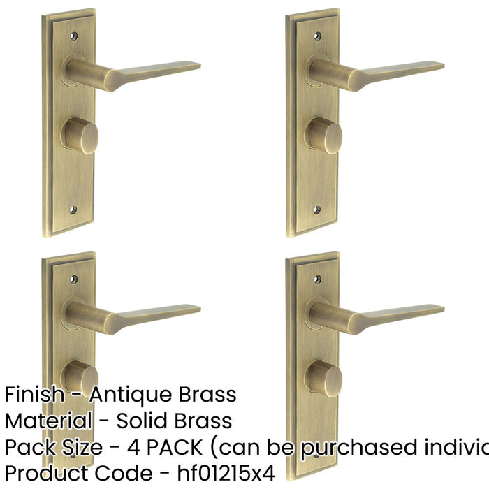 PACK Antique Brass Bathroom Door Handle with Backplate Turn Release Mechanism Solid Brass Interior Handle-1