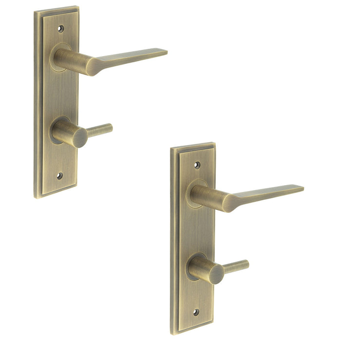 PACK Antique Brass Door Handle with Backplate Bathroom Elegant Turn Release Design Solid Brass Interior Handle (1)