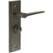 Dark Bronze Door Handle Backplate with Turn Release Bathrooms Solid Brass Interior Handle