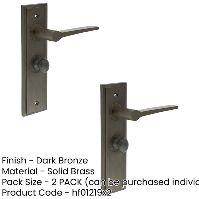 PACK Dark Bronze Door Handle Backplate with Turn Release Bathrooms Solid Brass Interior Handle (1)-1