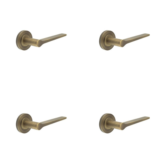 PACK Antique Brass Door Handle Plain Rose Classic Modern Interiors Solid Brass Interior Handle