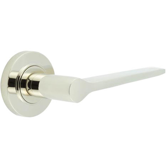 Elegant Polished Nickel Door Handle Plain Rose Classic Modern Interiors Solid Brass Interior Handle