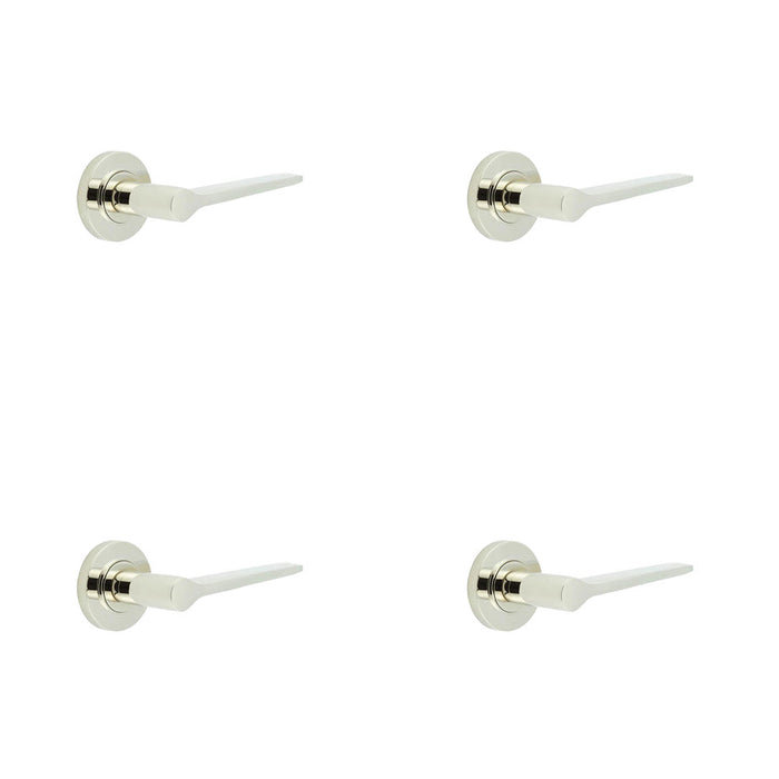 PACK Elegant Polished Nickel Door Handle Plain Rose Classic Modern Interiors Solid Brass Interior Handle