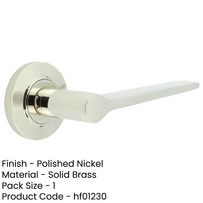 Elegant Polished Nickel Door Handle Chamfered Rose Solid Brass Interior Handle-1