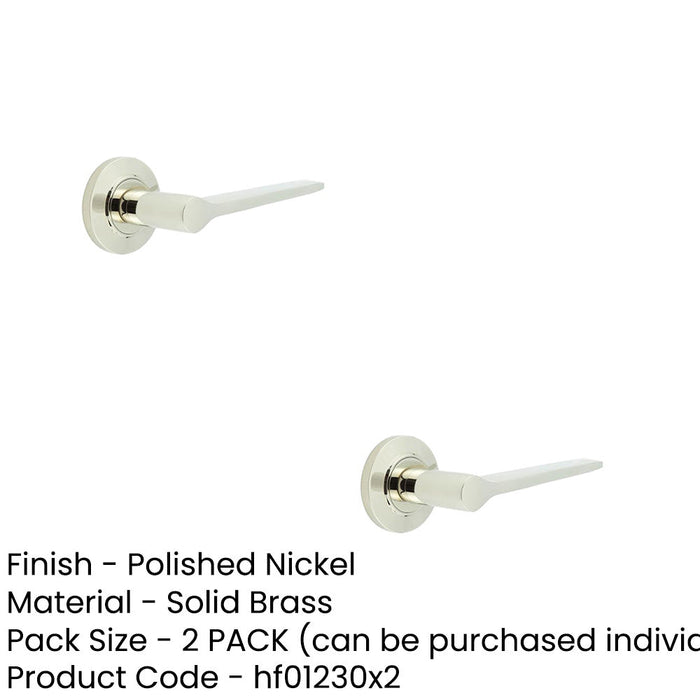 PACK Elegant Polished Nickel Door Handle Chamfered Rose Solid Brass Interior Handle (1)-1