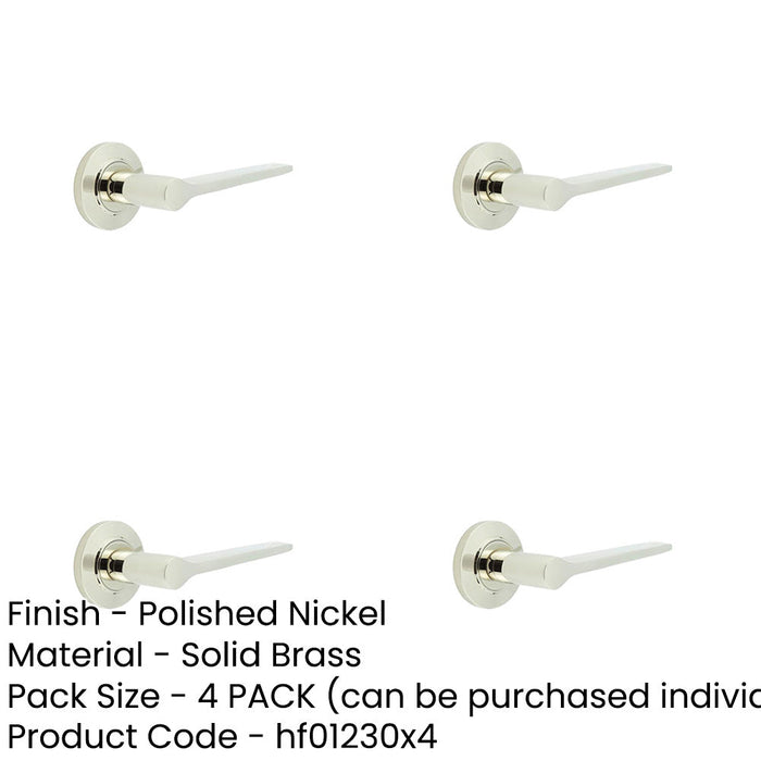 PACK Elegant Polished Nickel Door Handle Chamfered Rose Solid Brass Interior Handle-1