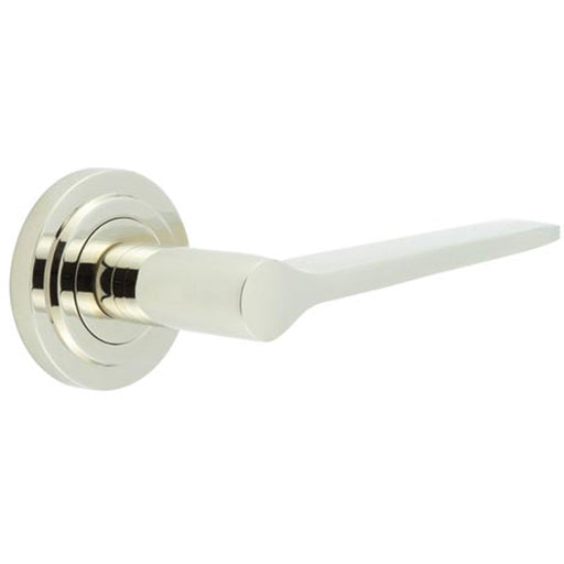 Elegant Polished Nickel Door Handle Stepped Rose Classic Modern Interiors Solid Brass Interior Handle