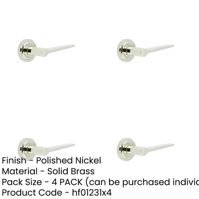 PACK Elegant Polished Nickel Door Handle Stepped Rose Classic Modern Interiors Solid Brass Interior Handle-1