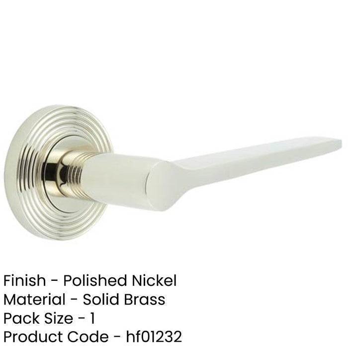 Polished Nickel Door Handle Reeded Rose Elegant Interiors Solid Brass Interior Handle-1